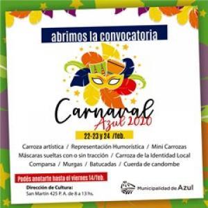 Últimos días para inscribirse al Carnaval Azul 2020